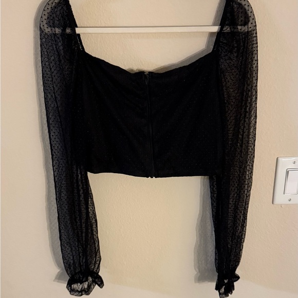 Windsor Black Sheer Long Sleeve Blouse - Picture 4 of 5
